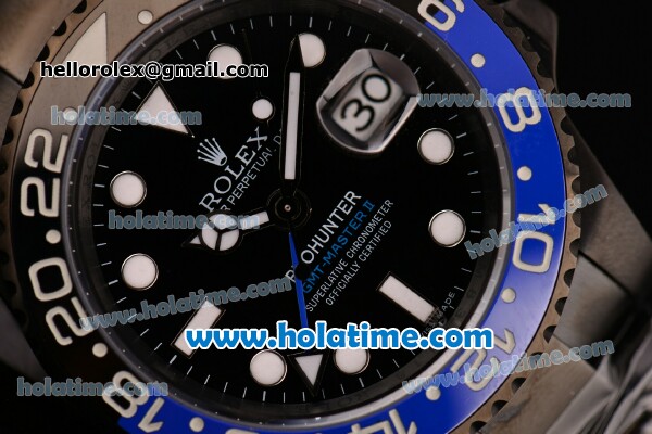 Rolex GMT Master Pro Hunter Asia 2813 Automatic Full PVD with Black/Blue Bezel and White Markers (BP) - Click Image to Close